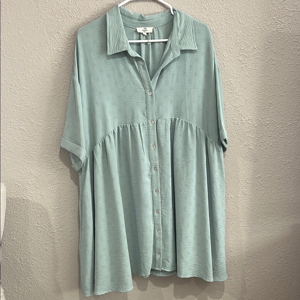 Mint Green Button-Up Women's Dress